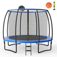 12FT Outdoor Trampoline with Basketball Hoop and Enclosure Net