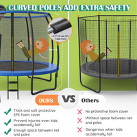 12FT Outdoor Trampoline with Basketball Hoop and Enclosure Net