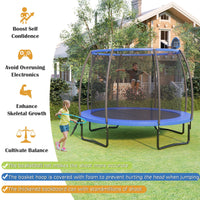 12FT Outdoor Trampoline with Basketball Hoop and Enclosure Net