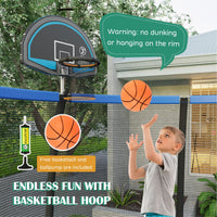 12FT Outdoor Trampoline with Basketball Hoop and Enclosure Net