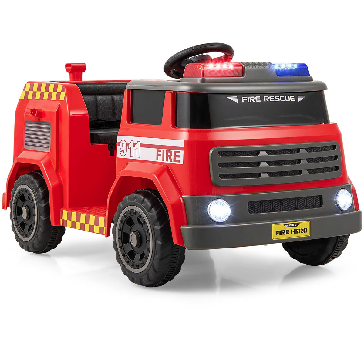 12V Kids Ride on Fire Truck with Parent Remote Control with Water Gun