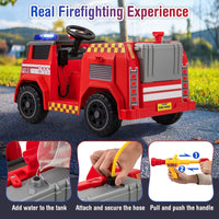 12V Kids Ride on Fire Truck with Parent Remote Control with Water Gun