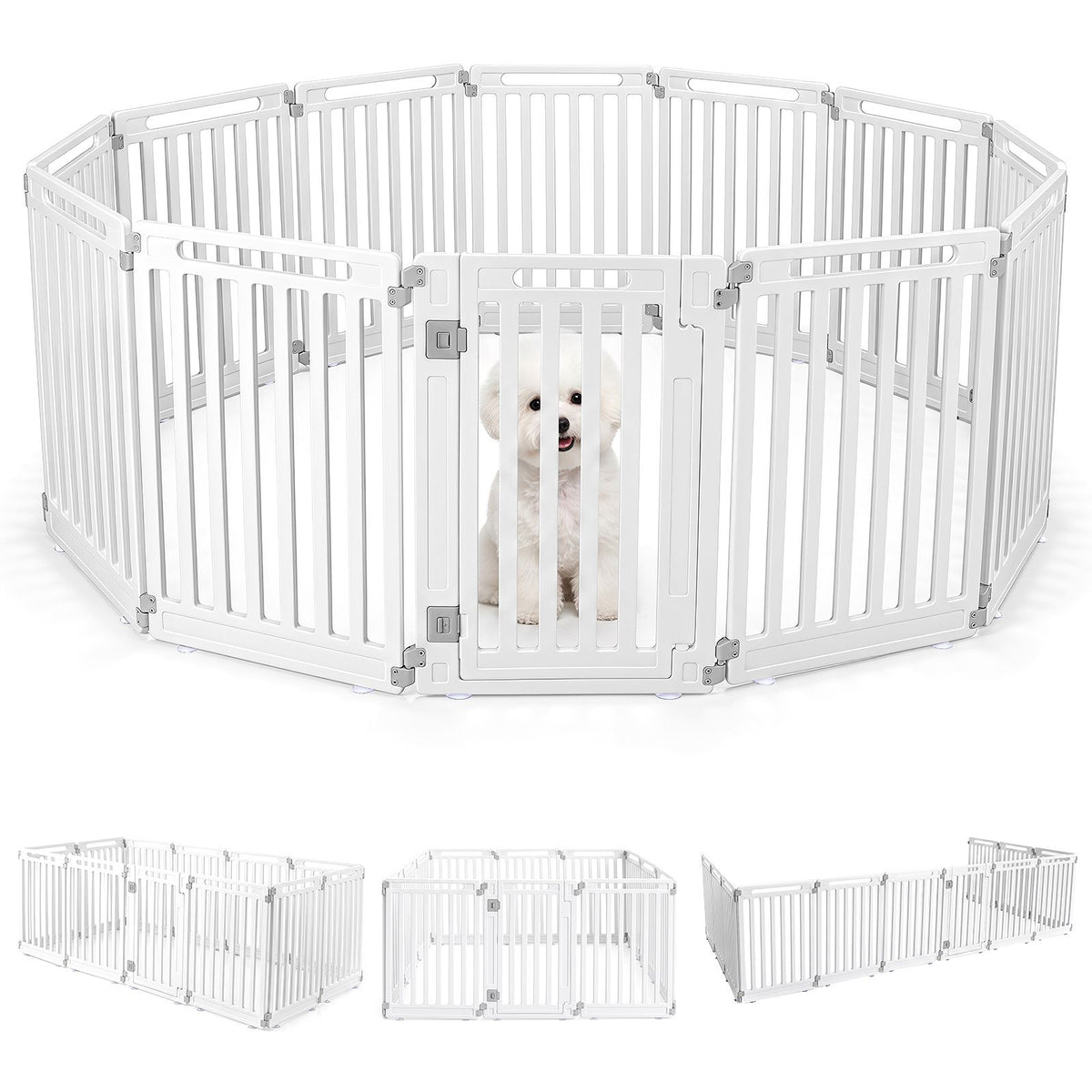 Indoor Outdoor Dog Playpen 81cm Height with Door Lock for Small Medium Pets