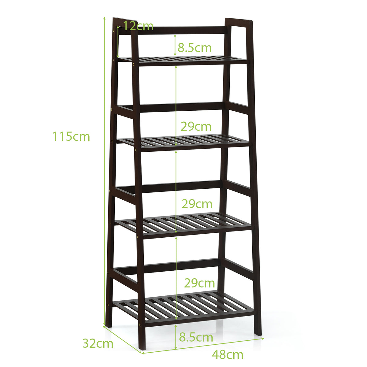 Freestanding 4-Tier Bamboo Plant Rack with Guardrails