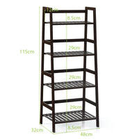 Freestanding 4-Tier Bamboo Plant Rack with Guardrails