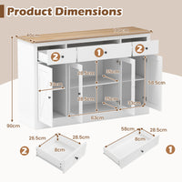 140 cm Large Buffet Sideboard, Kitchen Storage Cabinet with 3 Drawers