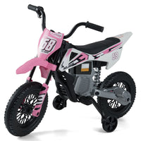 12V Kids Motorcycle with Training Wheels and Spring Suspension