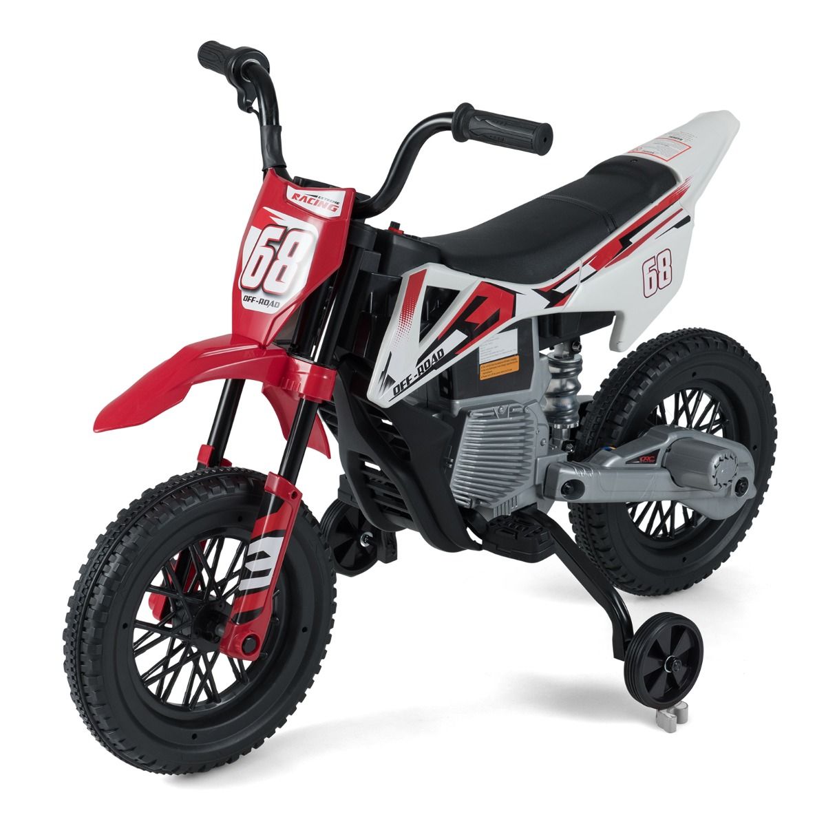 12V Kids Motorcycle with Training Wheels and Spring Suspension