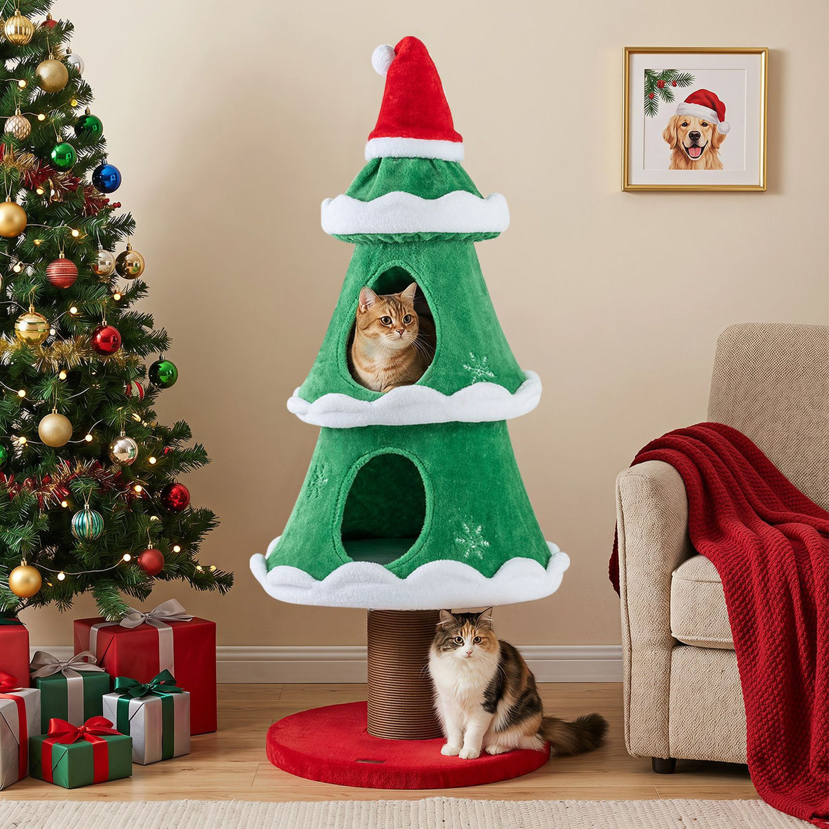 130cm Christmas Cat Tree for Indoor Cats