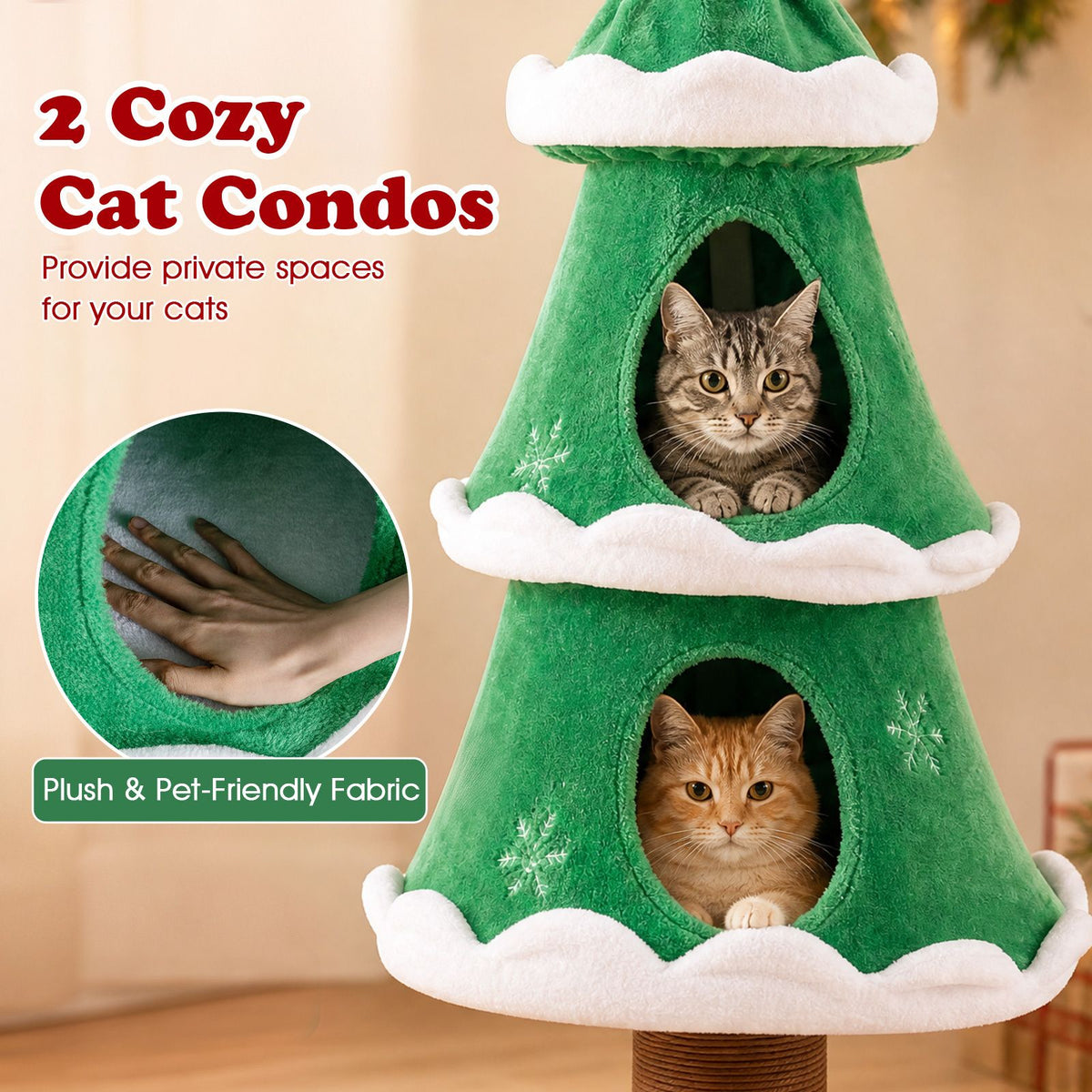 130cm Christmas Cat Tree for Indoor Cats