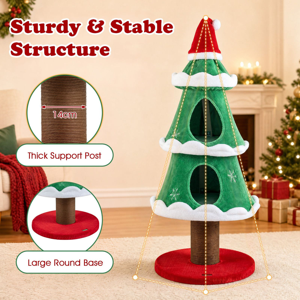 130cm Christmas Cat Tree for Indoor Cats