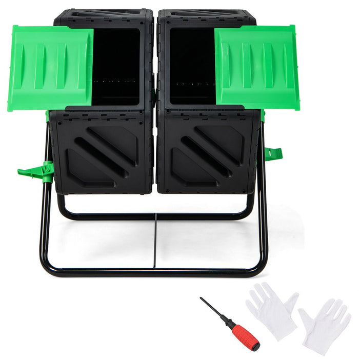 130L Garden Composting Tumbler Dual with 2 Rotating Chambers