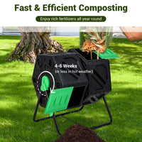 130L Garden Composting Tumbler Dual with 2 Rotating Chambers
