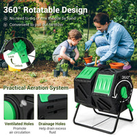 130L Garden Composting Tumbler Dual with 2 Rotating Chambers
