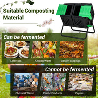 130L Garden Composting Tumbler Dual with 2 Rotating Chambers