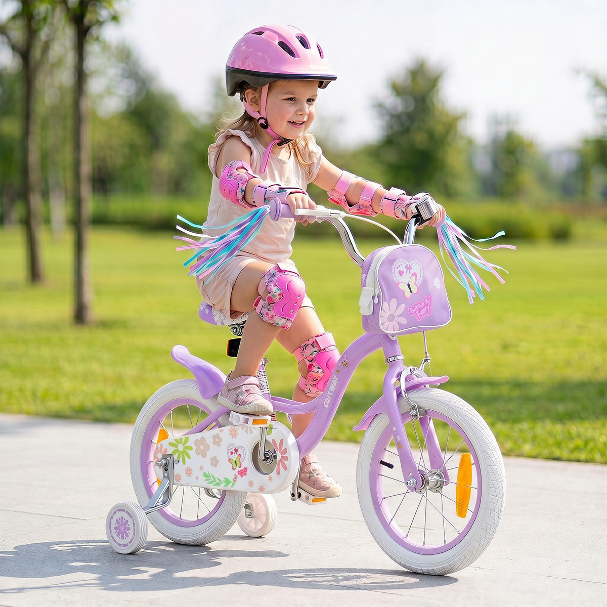 14/16 Inch Girls Bike with Front Bag and Streamers for 3-5/4-7 Years Old Item No: 29530738