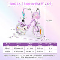 14/16 Inch Girls Bike with Front Bag and Streamers for 3-5/4-7 Years Old Item No: 29530738