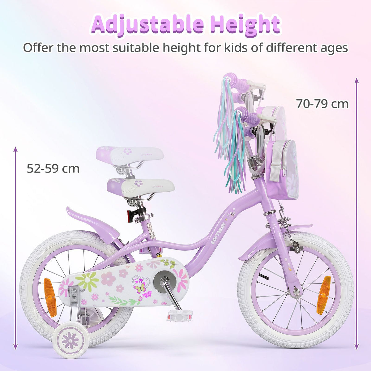 14/16 Inch Girls Bike with Front Bag and Streamers for 3-5/4-7 Years Old Item No: 29530738