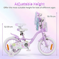 14/16 Inch Girls Bike with Front Bag and Streamers for 3-5/4-7 Years Old Item No: 29530738