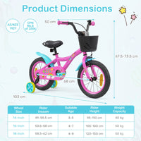 14/16/18 Inch Kids Bike Adjustable with Removable Basket for 3-8 Years Old