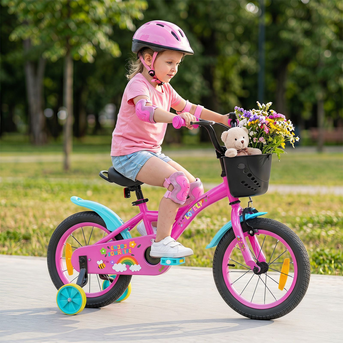 14/16/18 Inch Kids Bike Adjustable with Removable Basket for 3-8 Years Old