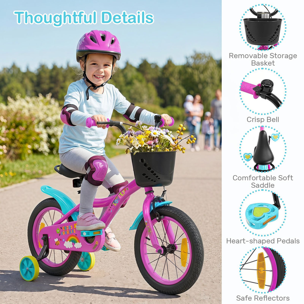 14/16/18 Inch Kids Bike Adjustable with Removable Basket for 3-8 Years Old