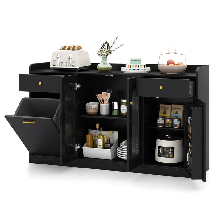 140 cm Large Buffet Cabinet with 2 Glass Doors