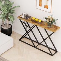 140cm Farmhouse Console Table with Geometric Metal Base