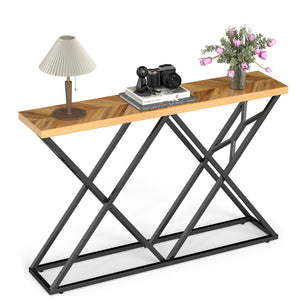 140cm Farmhouse Console Table with Geometric Metal Base