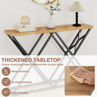 140cm Farmhouse Console Table with Geometric Metal Base