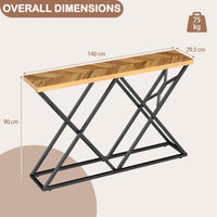 140cm Farmhouse Console Table with Geometric Metal Base