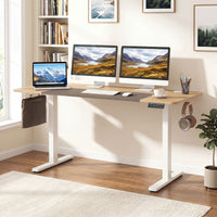 140x60cm Electric Standing Desk with 3 Memory Heights and LED Panel for Office