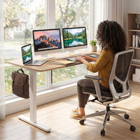 140x60cm Electric Standing Desk with 3 Memory Heights and LED Panel for Office