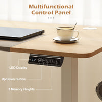 140x60cm Electric Standing Desk with 3 Memory Heights and LED Panel for Office