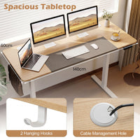 140x60cm Electric Standing Desk with 3 Memory Heights and LED Panel for Office