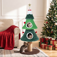 142cm Christmas Cat Tree with 2 Condos and Thick Jute Scratching Post