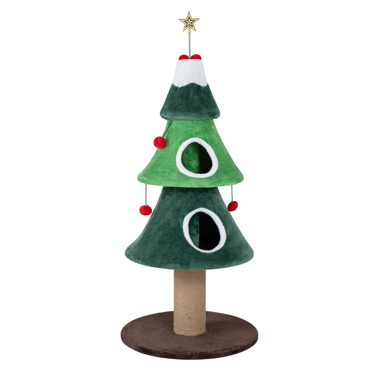 142cm Christmas Cat Tree with 2 Condos and Thick Jute Scratching Post