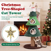142cm Christmas Cat Tree with 2 Condos and Thick Jute Scratching Post