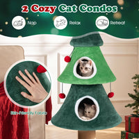 142cm Christmas Cat Tree with 2 Condos and Thick Jute Scratching Post