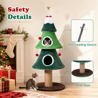 142cm Christmas Cat Tree with 2 Condos and Thick Jute Scratching Post
