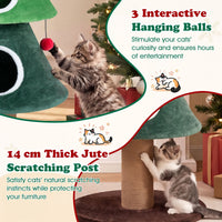 142cm Christmas Cat Tree with 2 Condos and Thick Jute Scratching Post