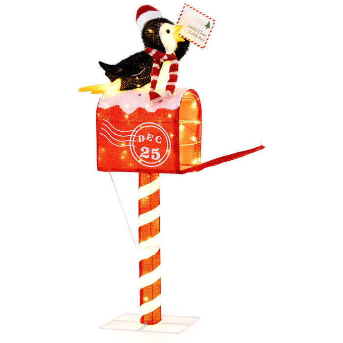 146cm Christmas Lighted Penguin on Mailbox with 100 LED Warm White Lights for Decoration