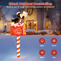 146cm Christmas Lighted Penguin on Mailbox with 100 LED Warm White Lights for Decoration