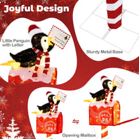 146cm Christmas Lighted Penguin on Mailbox with 100 LED Warm White Lights for Decoration