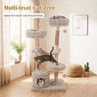 147cm Cat Tree Tower with Cave Hammock and 3 Platforms for Cats