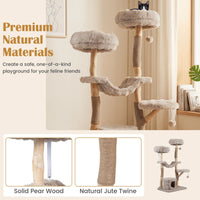 147cm Cat Tree Tower with Cave Hammock and 3 Platforms for Cats