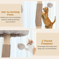 147cm Cat Tree Tower with Cave Hammock and 3 Platforms for Cats