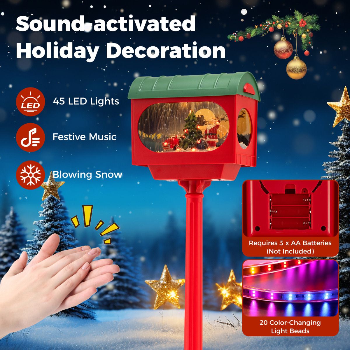 148 CM Musical Christmas Street Lamp Christmas Lights