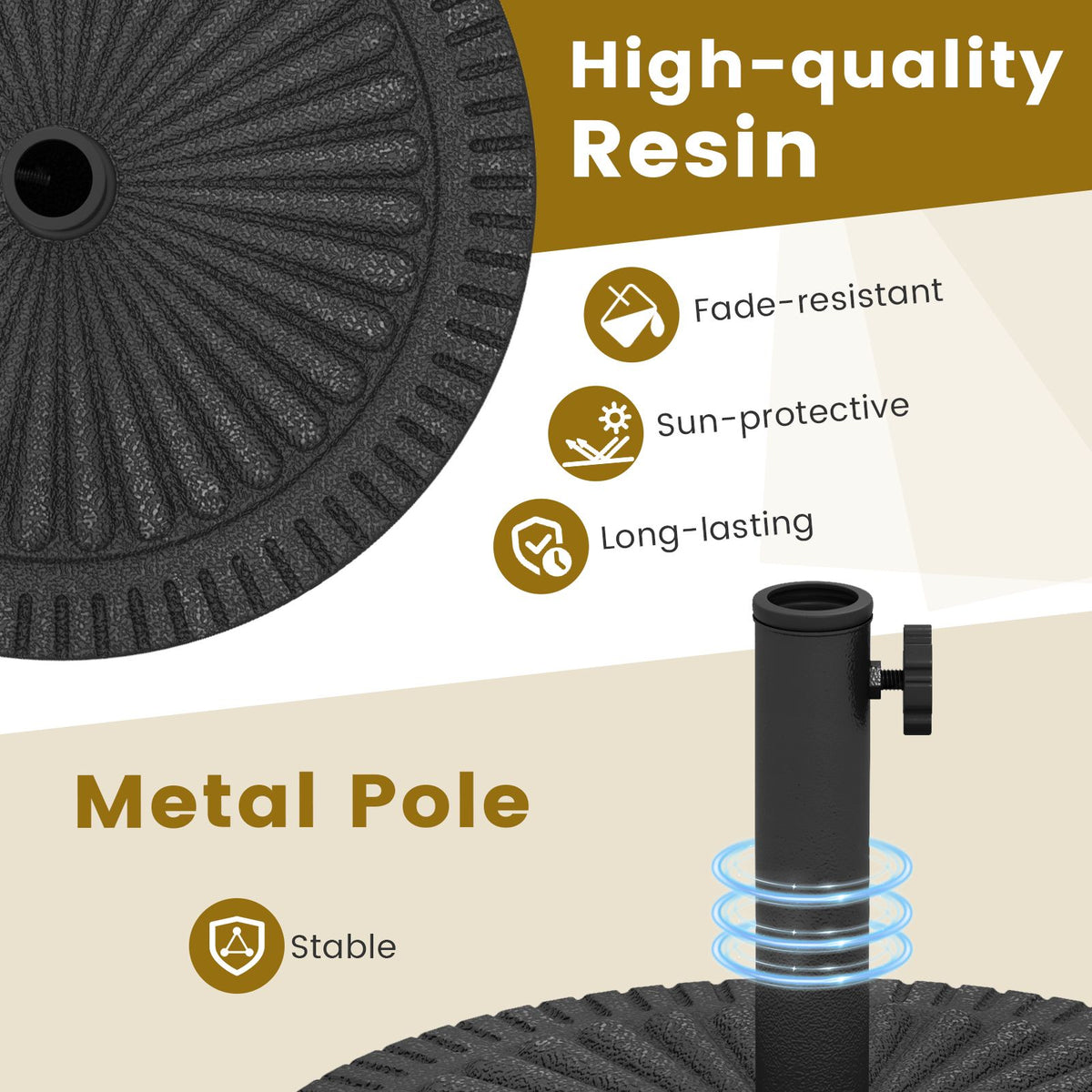 14 KG Heavy Duty Umbrella Base Round with Adjustable Knob for 38-48mm Pole