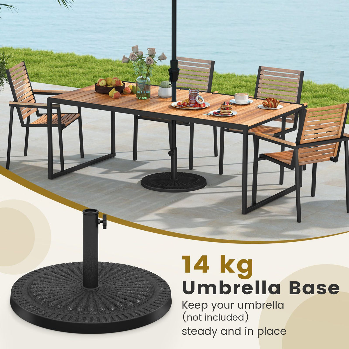 14 KG Heavy Duty Umbrella Base Round with Adjustable Knob for 38-48mm Pole